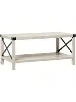 Walker Edison Sedalia Modern Farmhouse Metal X Coffee Table 40 Inch Stone Grey 1