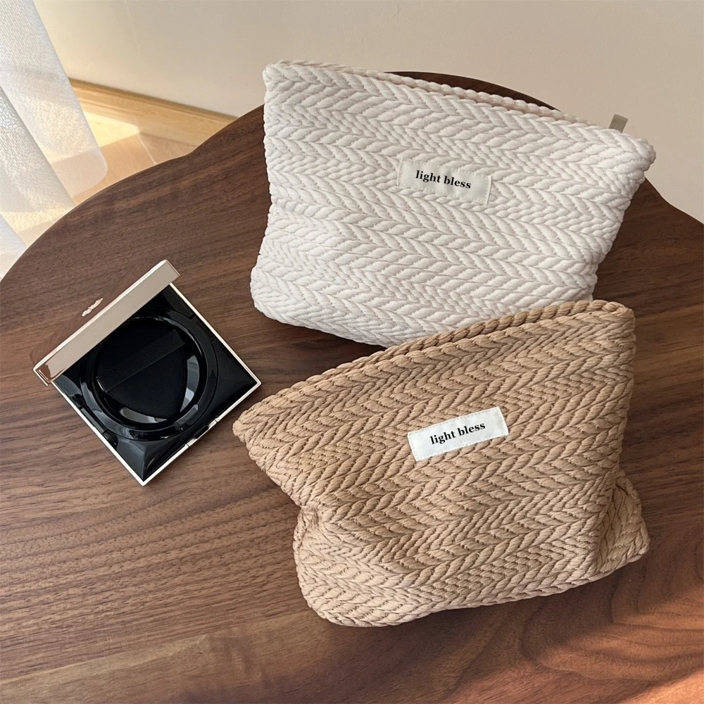 Personality Women Canvas Cosmetic Bags Handbag Portable Travel Makeup Coins Storage Pouch Ladies Small Organizer Zipper Bag