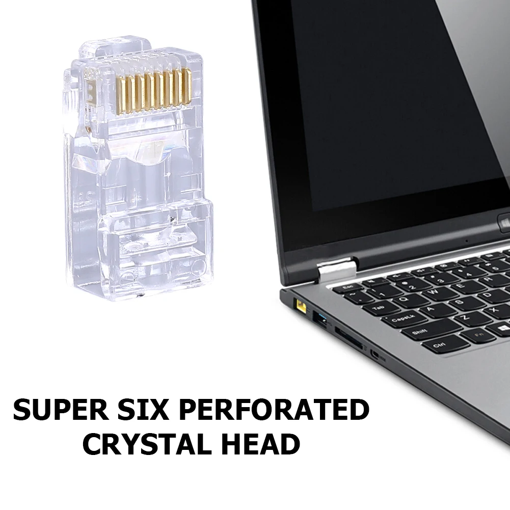 네트 네트워크 모듈식 플러그 커넥터, 금도금 Cat6 Cat5 RJ45, 8P8C 비차폐 모듈식 플러그, 이더넷 케이블 크림퍼 RJ 45, 100 개