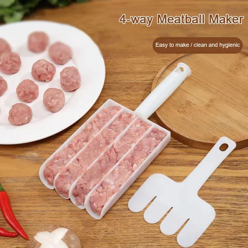 Meatball Maker Kitchen Utensils Meat Ball Scoop with Cutting Spade Ball Maker None-Stick Meatball Maker Creative Kitchen Triple Meatball Maker