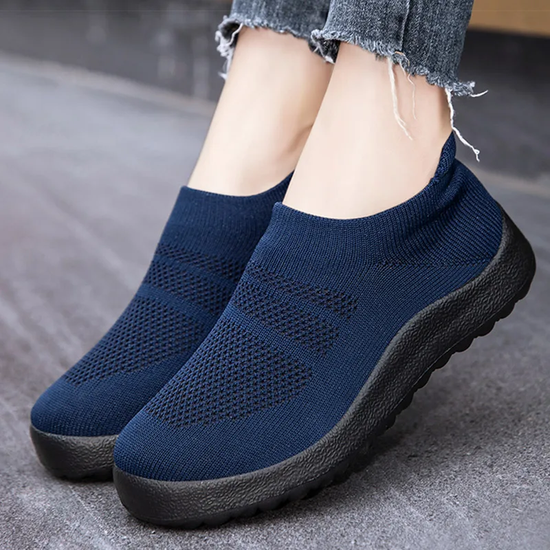 Women's Sports Shoes Mix Color Woman Shoes With Mesh Sneakers Women Casual Zapatillas De Mujer  Slip-on Footwear Tennis Female