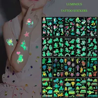 5 Sheets Luminous Tattoo Stickers for Kids Colorful Animal Mermaid Dinosaur Temporary Tattoos for Children Cute Body Tattoo 1