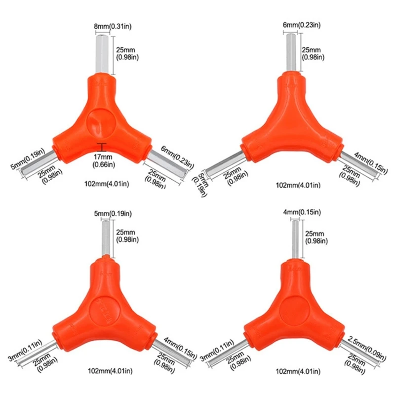 

3 Way Hex Wrench 3 In 1 Y type Hex Allen Wrench Trigeminal Hex Key Set Carbon Steel Hand Repair Tools Replacement