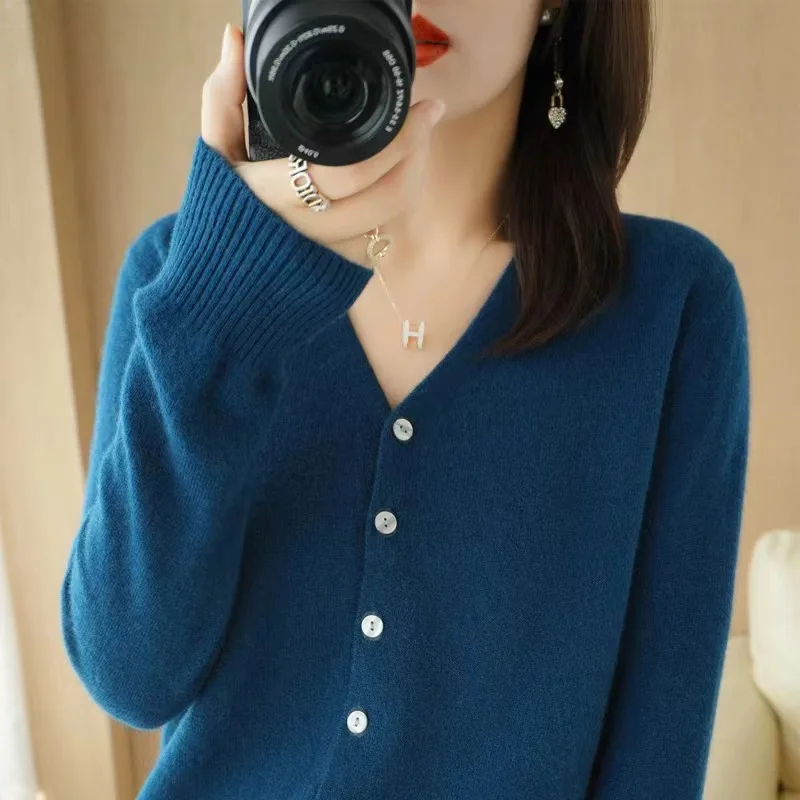 Women Cardigans 2023 Autumn Winter Single Breasted Knitwears Long Sleeve Warm Knit Cardigan Korean Fashion Spring casual Sweater_voghion.com