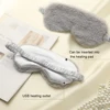 Silk Sleeping Mask Cute Soft Hairy Blocking Ice Hot Compress Light Eyemask Travel Sleeping Aid Eyepatch Home Night Sleep Shading 4