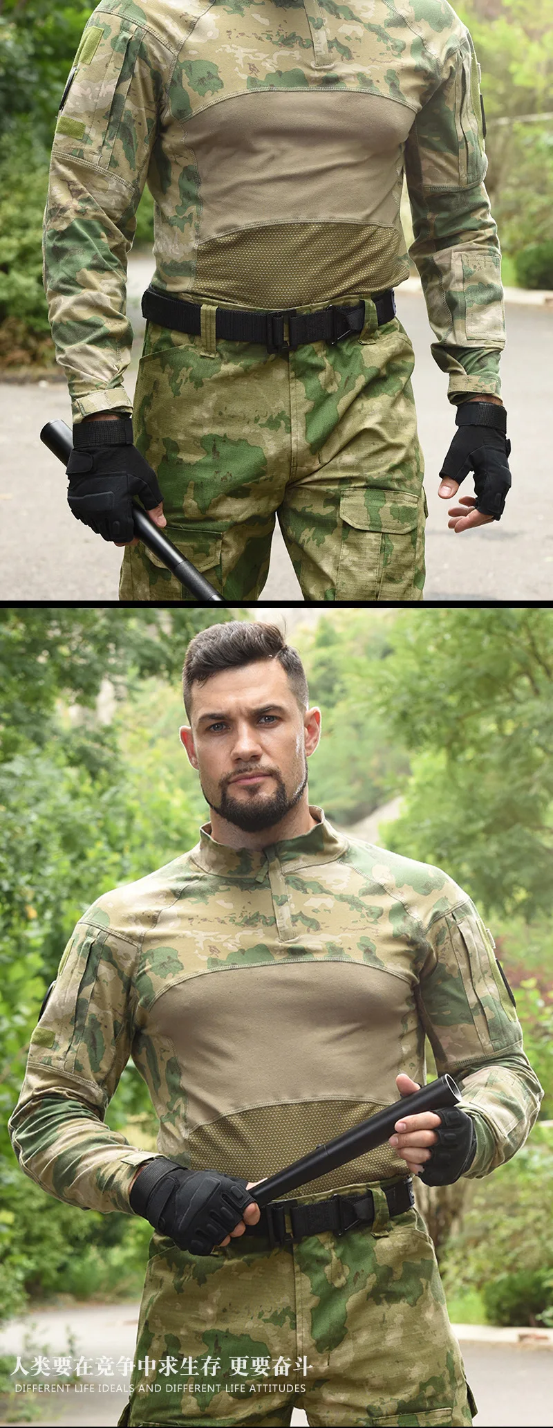 Tarnanzug Atmungsaktiv Schnelltrocknend Militärische Jagdbekleidung Herren Langlebiges Kampfset für Extreme Outdoor-Überlebenssituationen – Detail 8