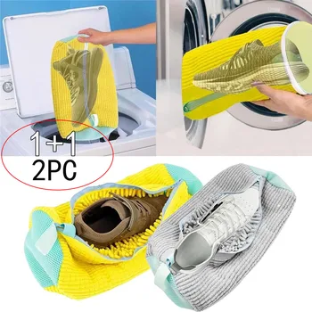 1/2 pezzi protezione per scarpe da lavaggio fibbie soffici scarpe da lavaggio in poliestere borsa per bucato adatta alla macchina borse per asciugare 1