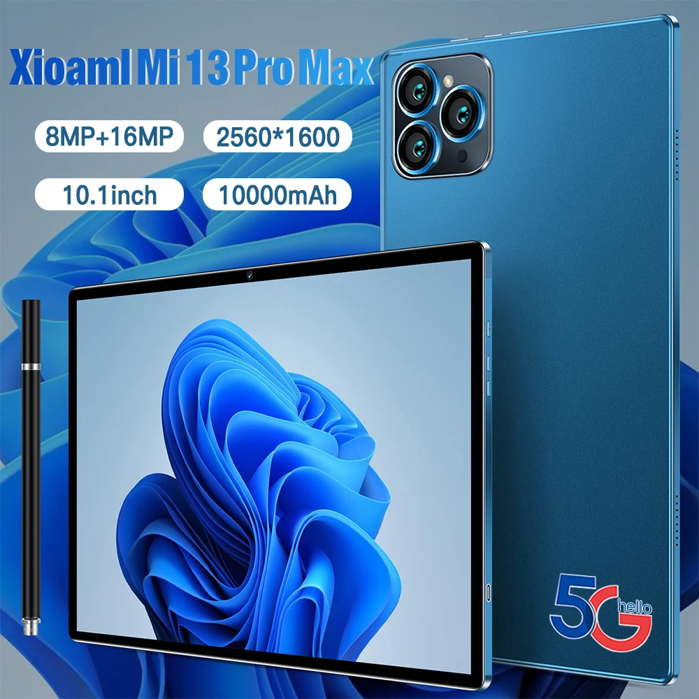 글로벌 버전 5G 듀얼 SIM 태블릿, 미 13 프로 맥스, 안드로이드 10 코어 PC 태블릿, 10.1 인치, 10000mAh, 16G + 512GB, 신제품