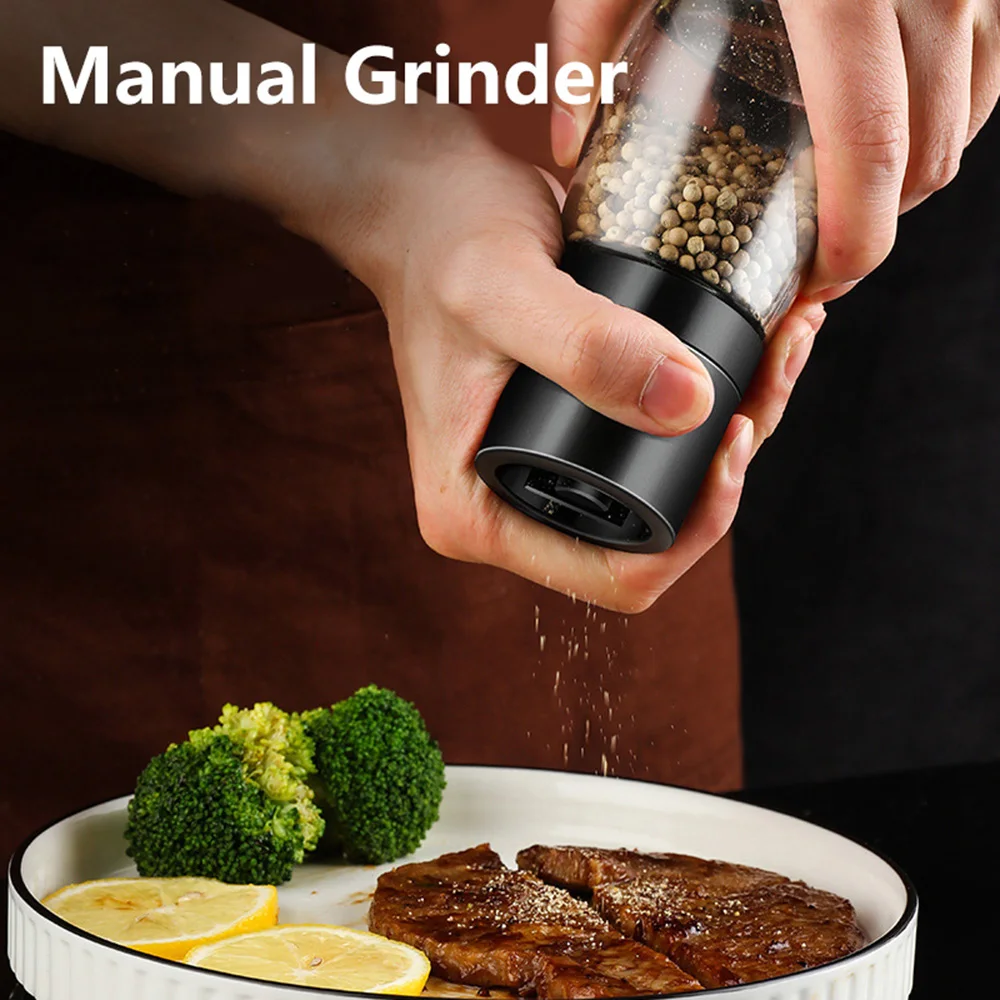 

Salt And Pepper Grinder Refillable Pepper Jar With Adjustable Thickness Spice Box Kitchen Manual Grinder Spice Mill