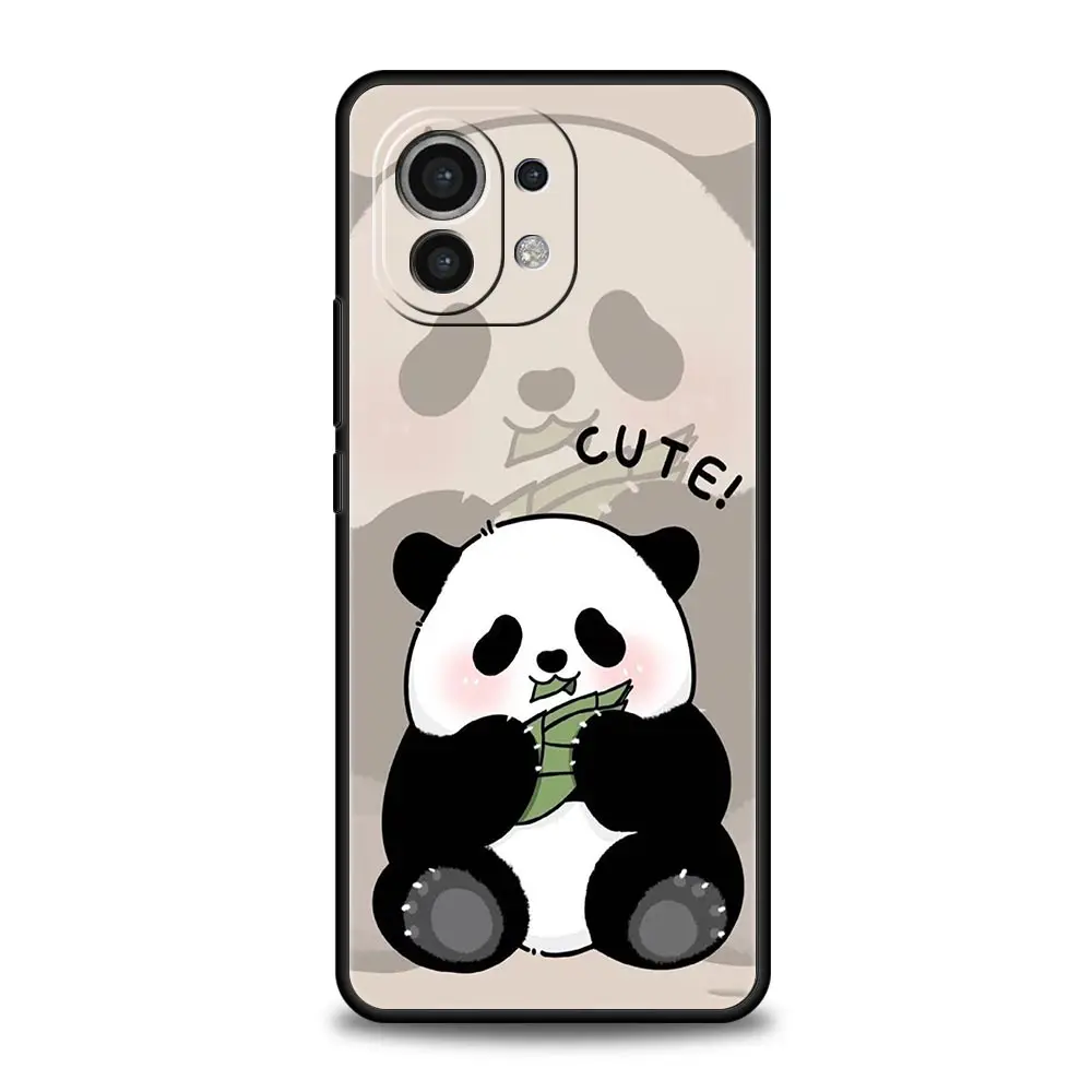 Cute Panda Climbing Bamboo Soft Black Phone Case