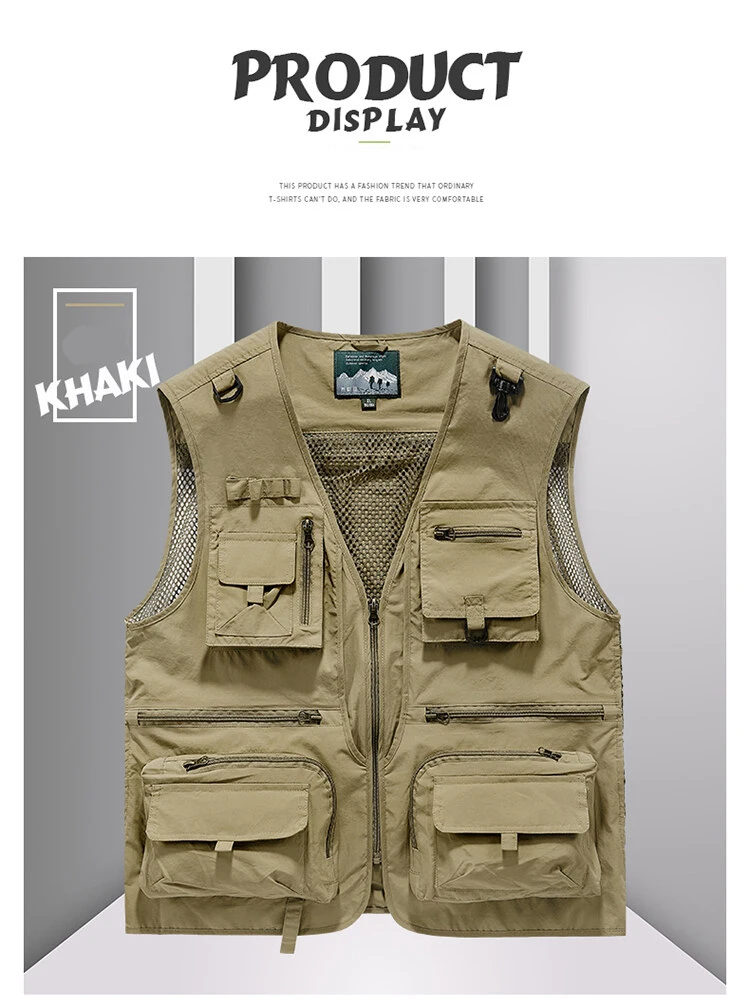 YGTOF 14 Pockets Men Summer Hot Sale US Tactical Multi-pocket Mesh Outdoor Vest Men Photography Camping Fishing Safari Tool Waistcoat_voghion.com