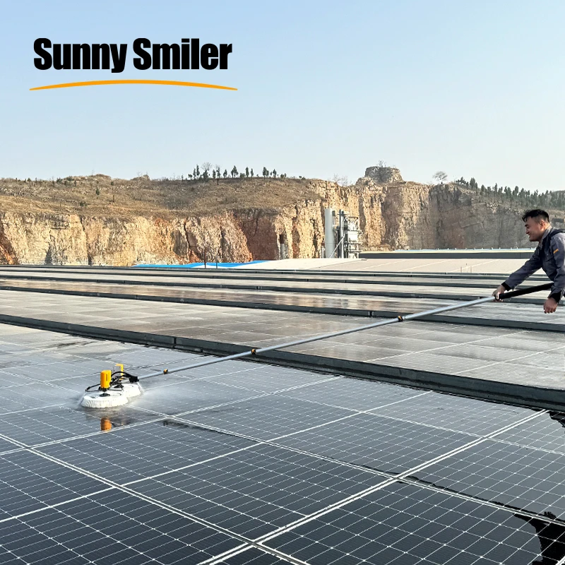 solar panel cleaning double-headed electric brush PV equipment photovoltaic clean machine kit complete system