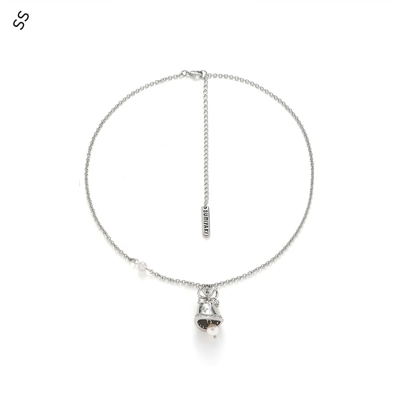 

Christmas Bell Necklace Women's Pearl Ins Fashion Gift Senior Sense Clavicle Chain Light Luxury Collars Embellishment Accessory