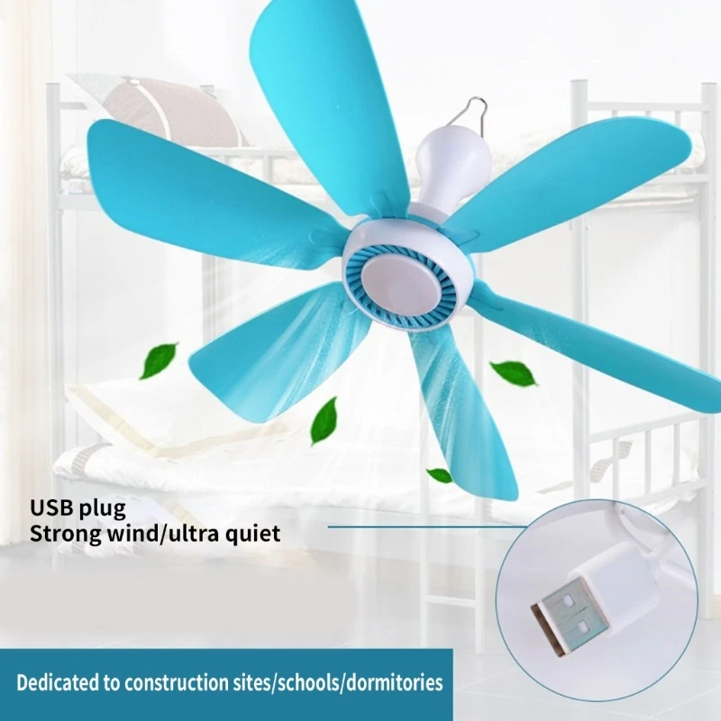 M17B USB 소형 천장 팬 조용한 야외 교수형 캠핑 전망대 캐노피 기숙사 팬 5V1A