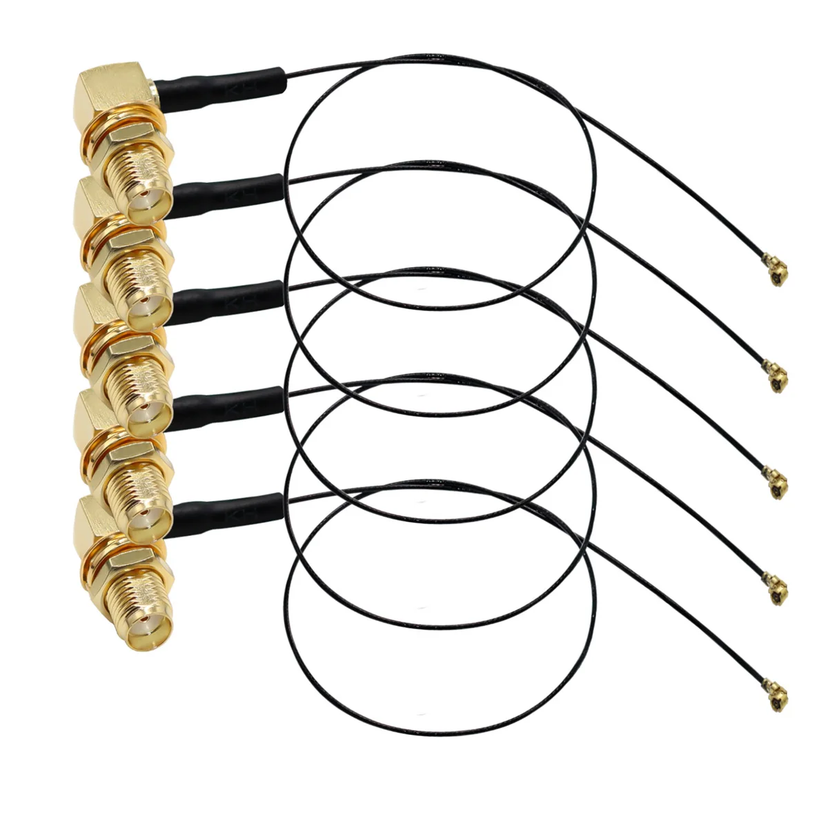 Câble Coaxial SMA vers U.fl IPX, 5 pièces, cloison femelle à Angle droit, antenne RF IPEX UFL MHF4 0.81mm IPX SMA Pigtail