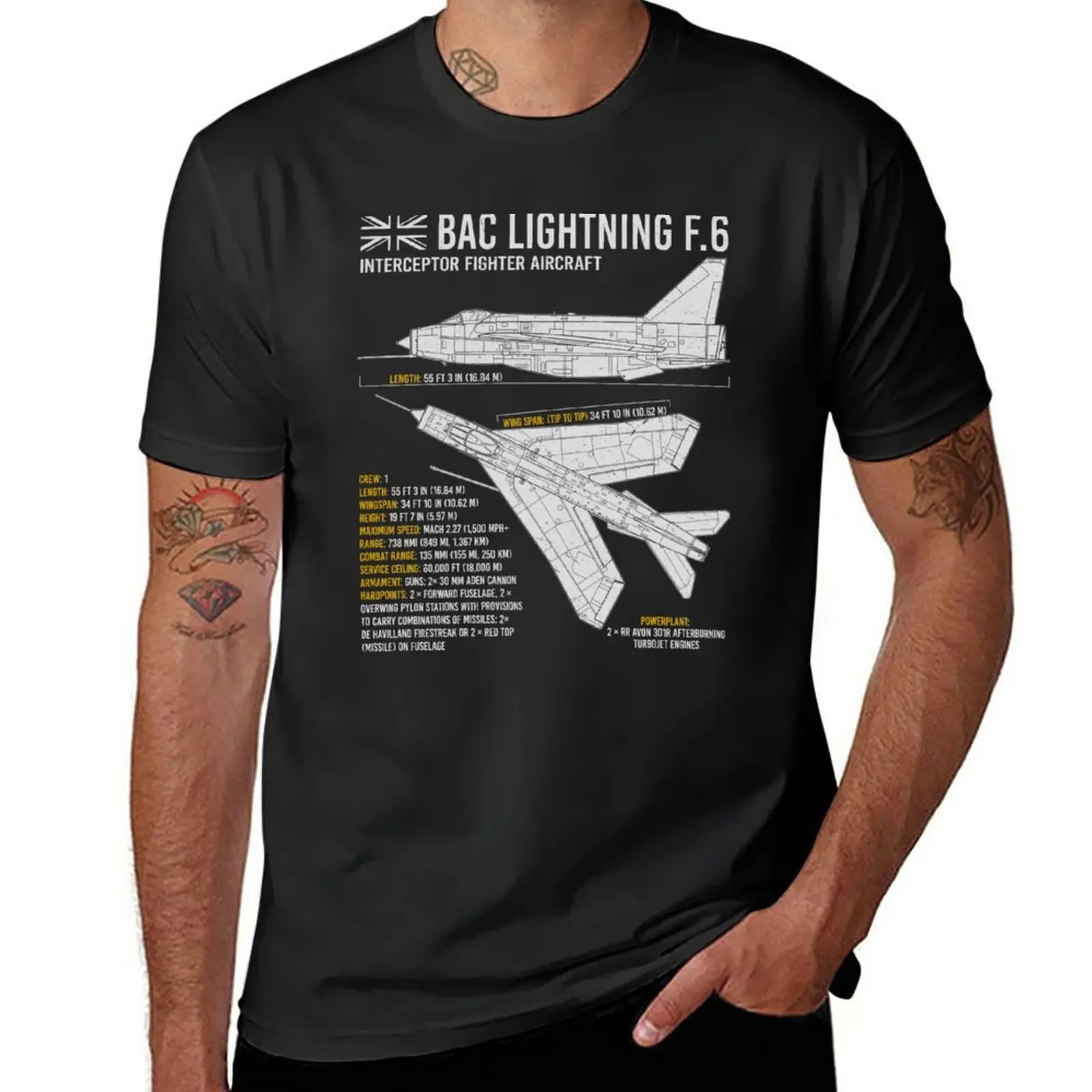 

New RAF English Electric Lightning British Airplane Blueprint Military jet T-Shirt Tee shirt mens vintage t shirts