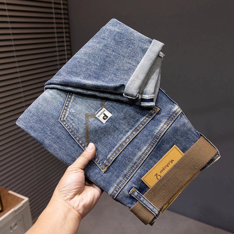 plus-Sized  Jeans Men's Spring and Summer Light Color New Loose Straight Fashion Brand Stretch Fashion Oversized Long Pants