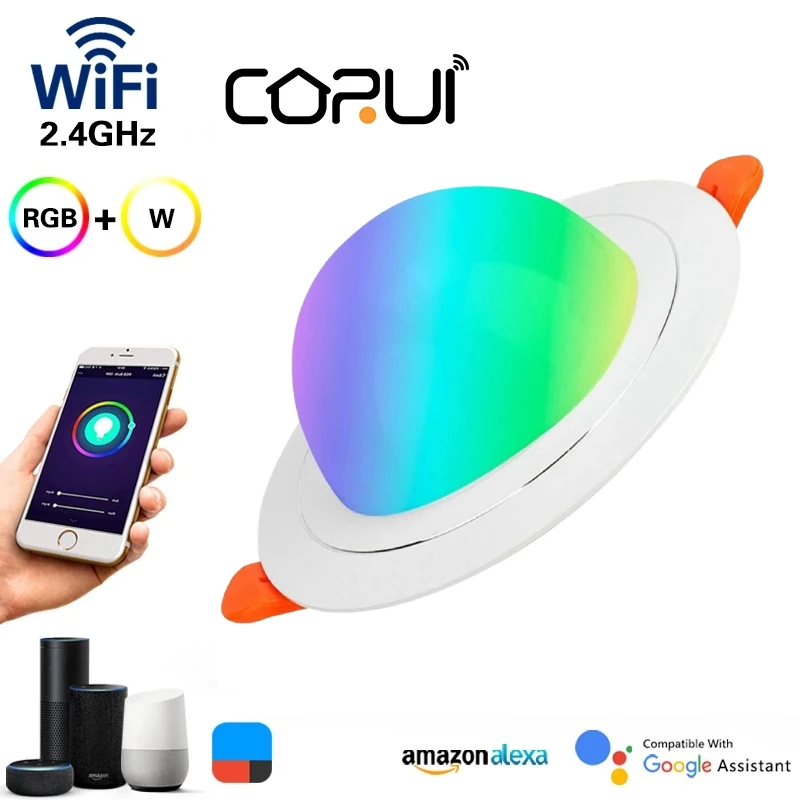 

CoRui RGBW WiFi Smart LED Downlight App Controlled Indoor Living Room Remote/Voice Control Works With With Alexa Google Home