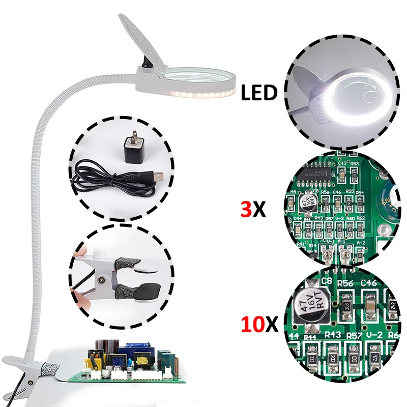 5X Magnifier Light Table Top Desk LED Lamp Reading 8x15x Large Lens  Magnifying Glass with Stand for Reading,Repair,Closework - AliExpress