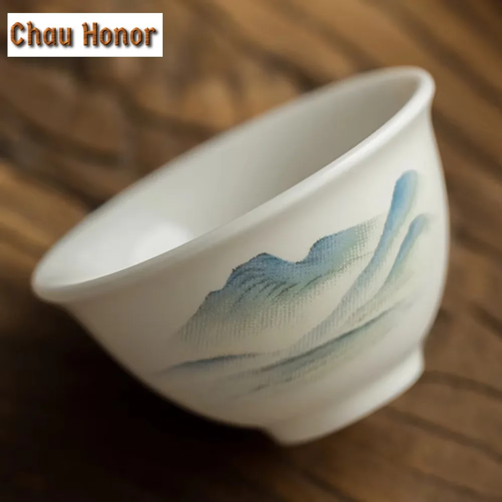 Customize Chinese Landscape Kung Fu Teaset Ceramic Portable Teapot Set Travel Gaiwan Tea Cup of Tea Ceremony Teacup Carrying Bag