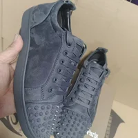 men's casual rock stage spikes studded shoes lace-up cow suede leather rivets shoe black grey flats platform sneakers footwear 1