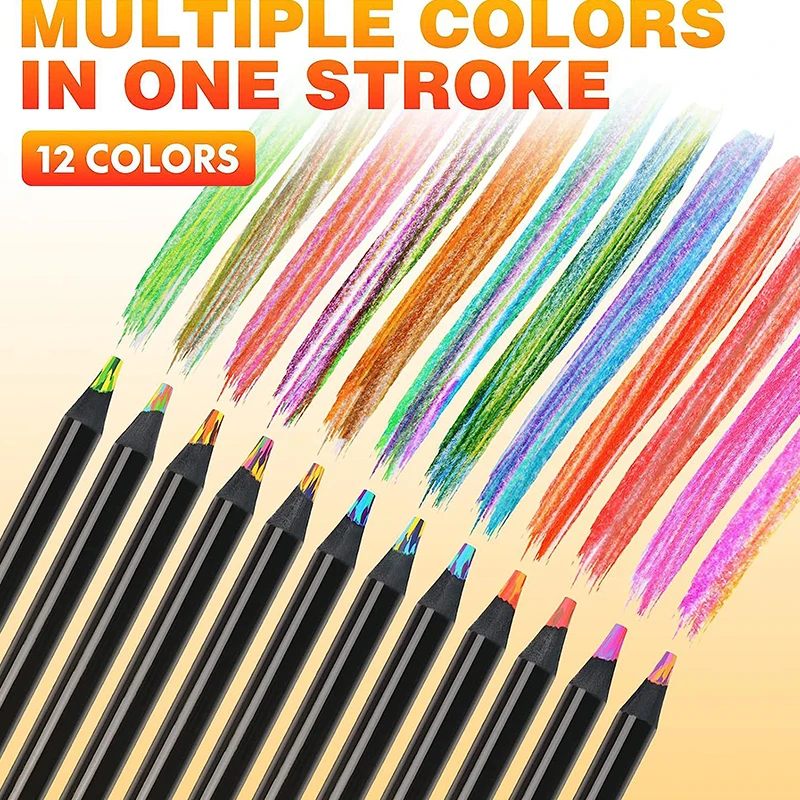 1PC Concentric Rainbow Pencil Painting Crayones Kawaii Colour Pencil Set For Kids Drawing Crayons School 12Colors Pencil【Random】 - 4