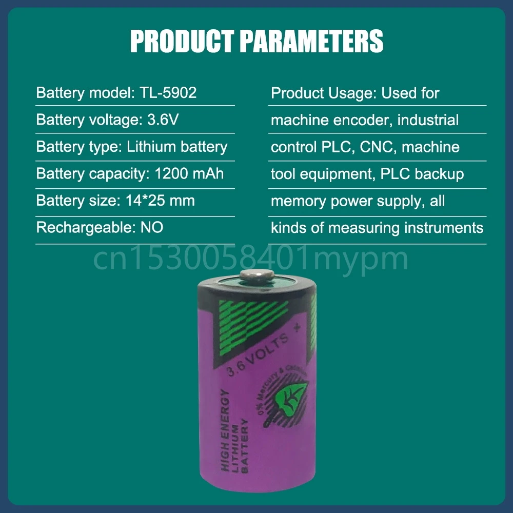 1PCS Original 3.6V 1200mAh TL-5902 1/2AA ER14250 SL350 1/2 AA PLC Lithium Battery for CNC Machine PLC Equipment 3