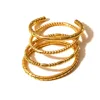 Waterproof 18k gold plating Stainless Steel Bamboo Cuff Bracelets Bangles for Woman Gold Color Wedding Female 4