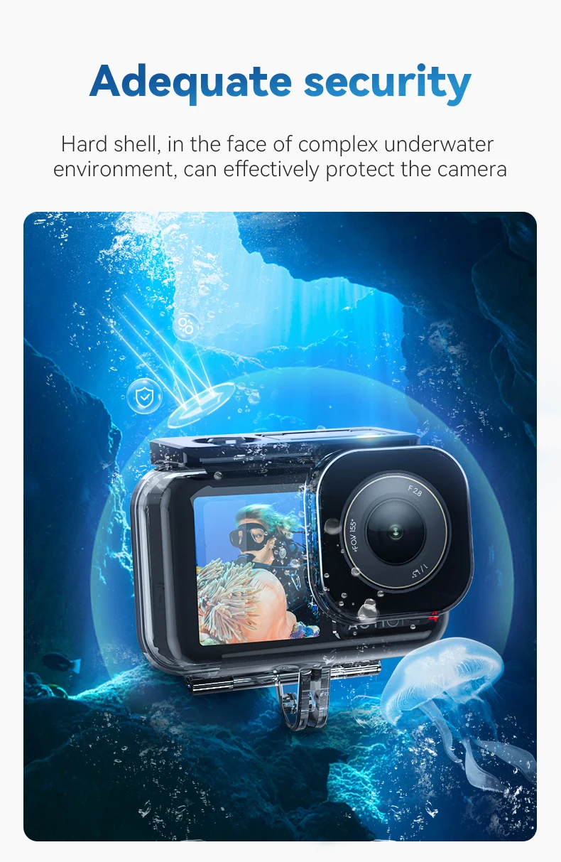 TELESIN 45M Action Camera Waterproof Case For DJI Action 3 4 Underwater Diving H