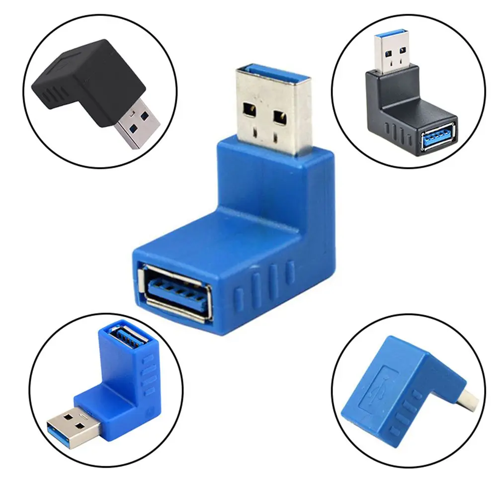 

USB 3.0 A male to female 90 degree Left and Right Angled Adapter USB 3.0 AM/AF Connector Extension Coupler for Laptop Computer
