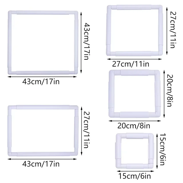 MIUSIE 1 PC cadre de broderie forme carrée cerceau de couture croisée en plastique assembler cerceau de couture pour broderie bricolage outil d'artisanat blanc 2