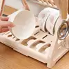 1PC Kitchen storage rack, drying and washing utensils, drainage tableware storage box, double-layer tableware rack 4