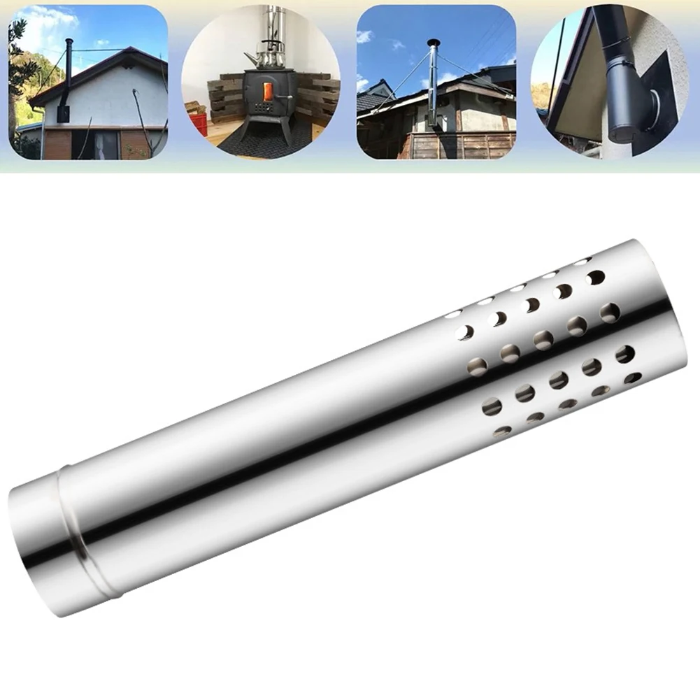 50cm Stove Pipe Flue Chimney Extension Tube Spark Arrestor For Log Wood