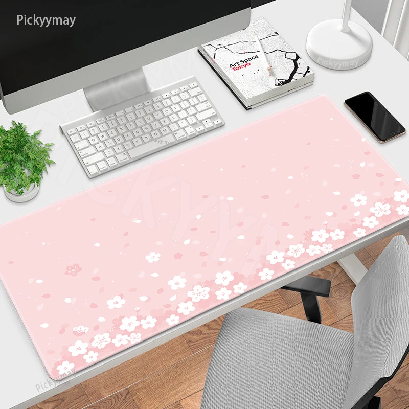 Office Mouse Pads Pink Sakura Gaming Mousepads Cherry Blossom Large Mousepad Gamer Rubber Mat Company Desk Pad For Gift_voghion.com