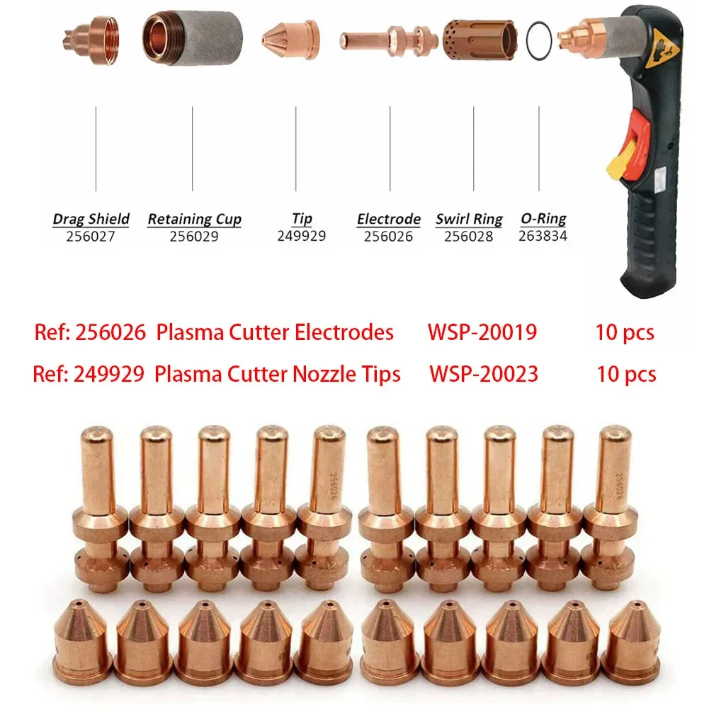 Brand New Industrial Cutter Electrodes Plasmsa Consumables 10 Sets 60A Electrode 256026 For Miller Spectrum 875