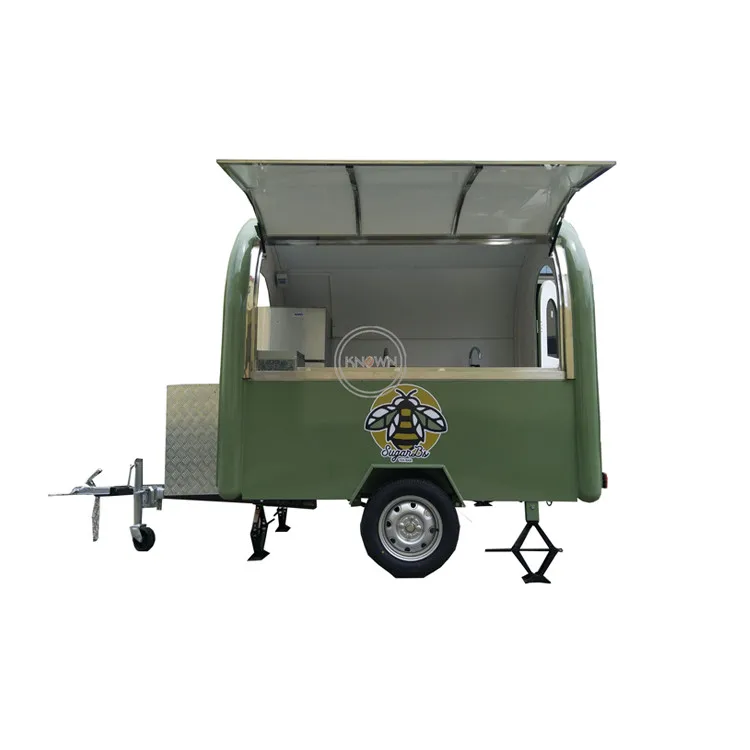 2023 Fast Food Truck Kiosk Snack Food Selling Car Street Mobile Coffee Hot Dog Vending Trailer Towable Mobile Food Carts For Sal hot selling street coffee food trailer customized green ice snack food truck