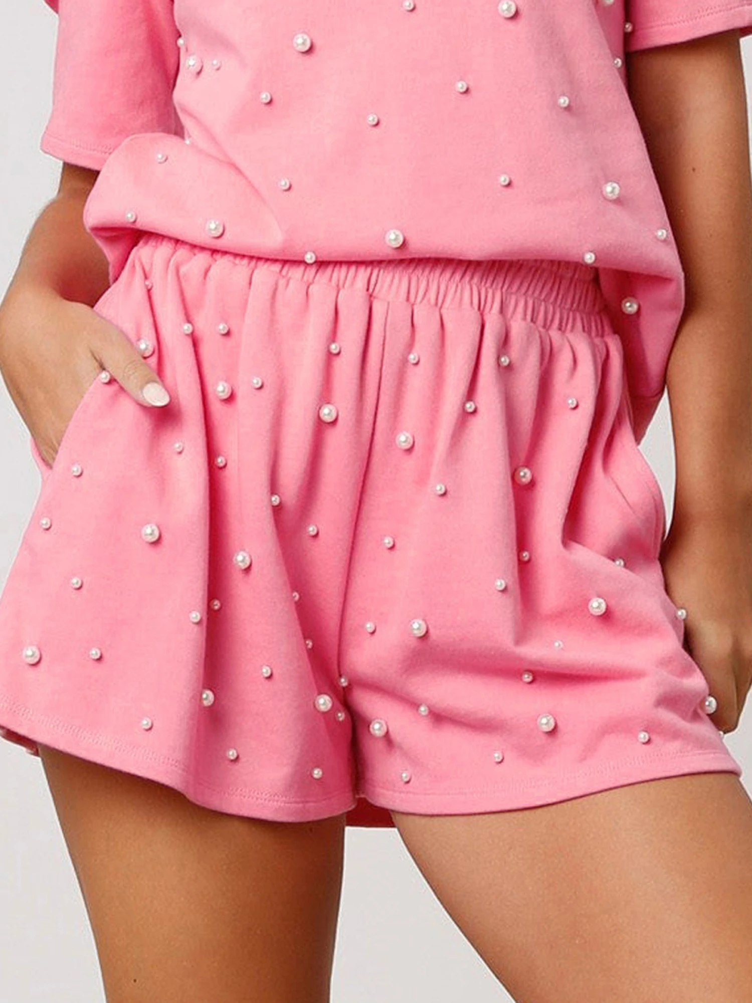 Women s Stylish Denim Shorts with Frayed Hem and High Waist Design Casual Loose Fit Summer Shorts with Elastic Waistband