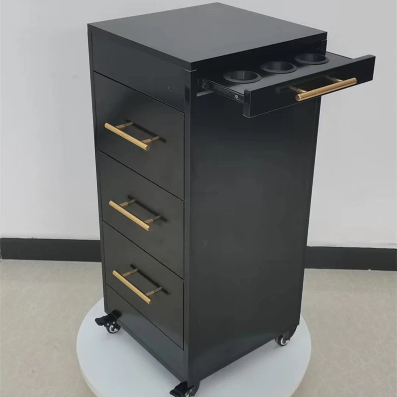 European Salon Trolleys with Wheel Auxiliary Cart Creative Salon Furniture Beauty Professional Tool Cart Storage Organizer