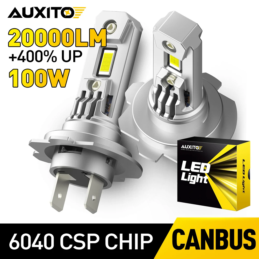 Auxito 2pcs Turbo H7 Led Bulbs Canbus Error Csp Chip High Power 100w 20000lm For Mercedes W211 W203 Car Headlight Head Lamp - Car Headlight (led) - AliExpress
