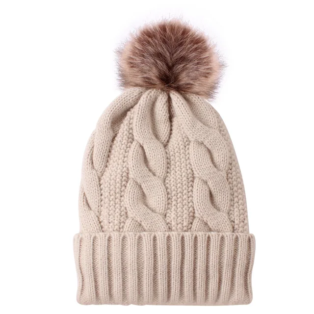 Personalized Thick Warm Winter Knitted Women's Hat Girls Big