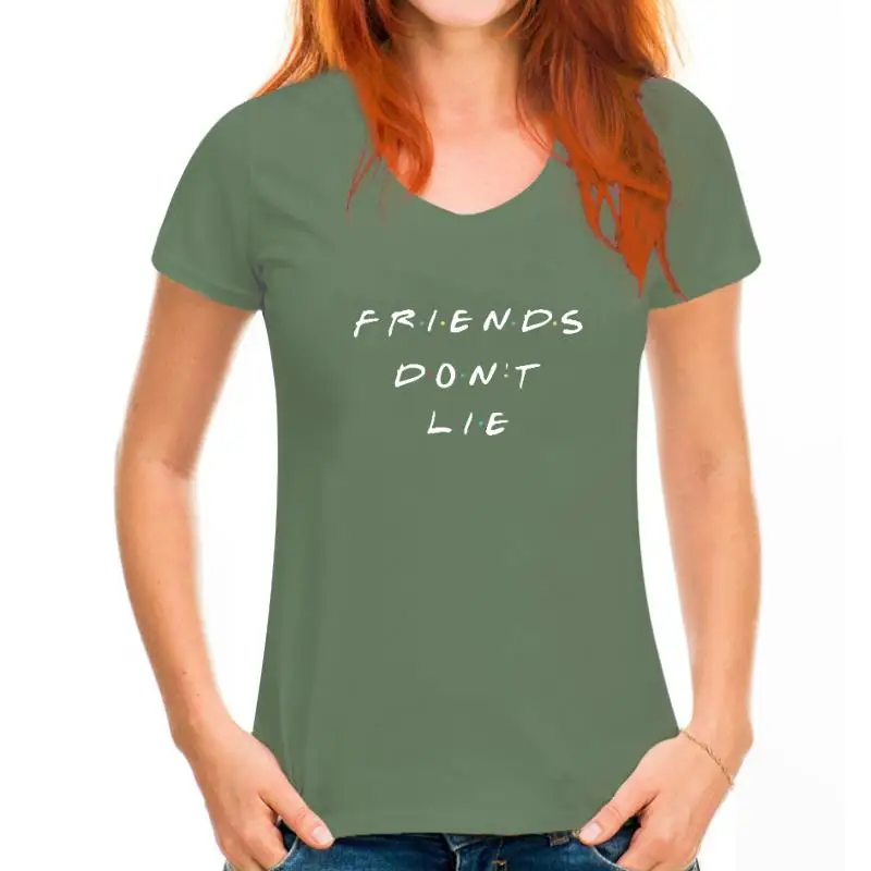 thumbnail image 1 of Título: Camiseta blanca de manga corta con estampado de letras de Stranger, talla grande, camisetas con estampado de Things Friends Don't Lie, camisetas de verano para mujer, 1 of 5