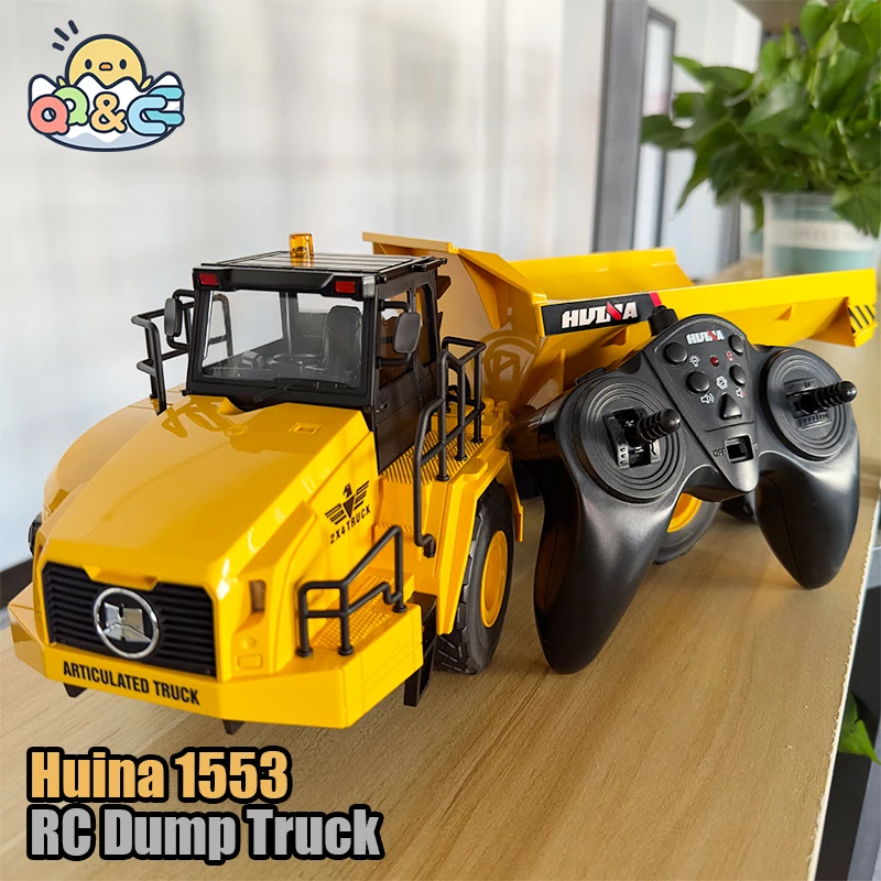 1/18 Rc Truck Dumper Huina 1553 Escavatore Cingolato 9Ch 2.4G Auto Radiocomandata Veicolo Elettrico Trattore Modello Giocattoli Per Regalo Ragazzo