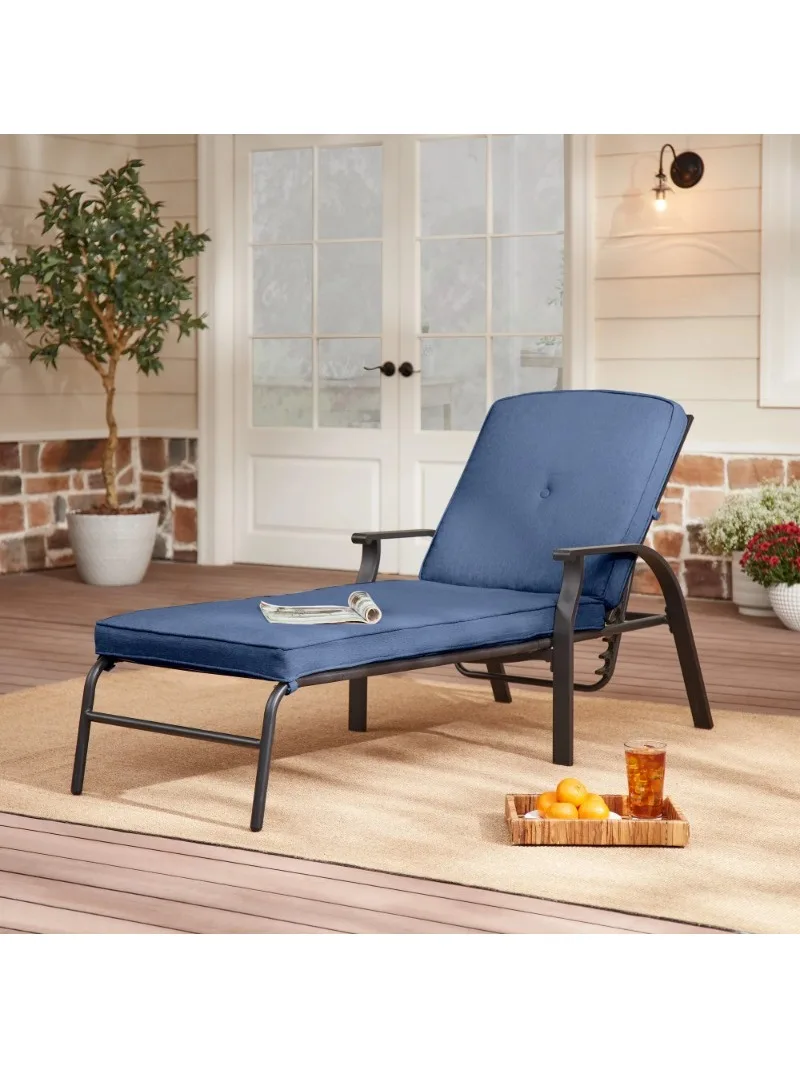 

Mainstays Belden Park Cushion Steel Outdoor Chaise Lounge - Navy/Black