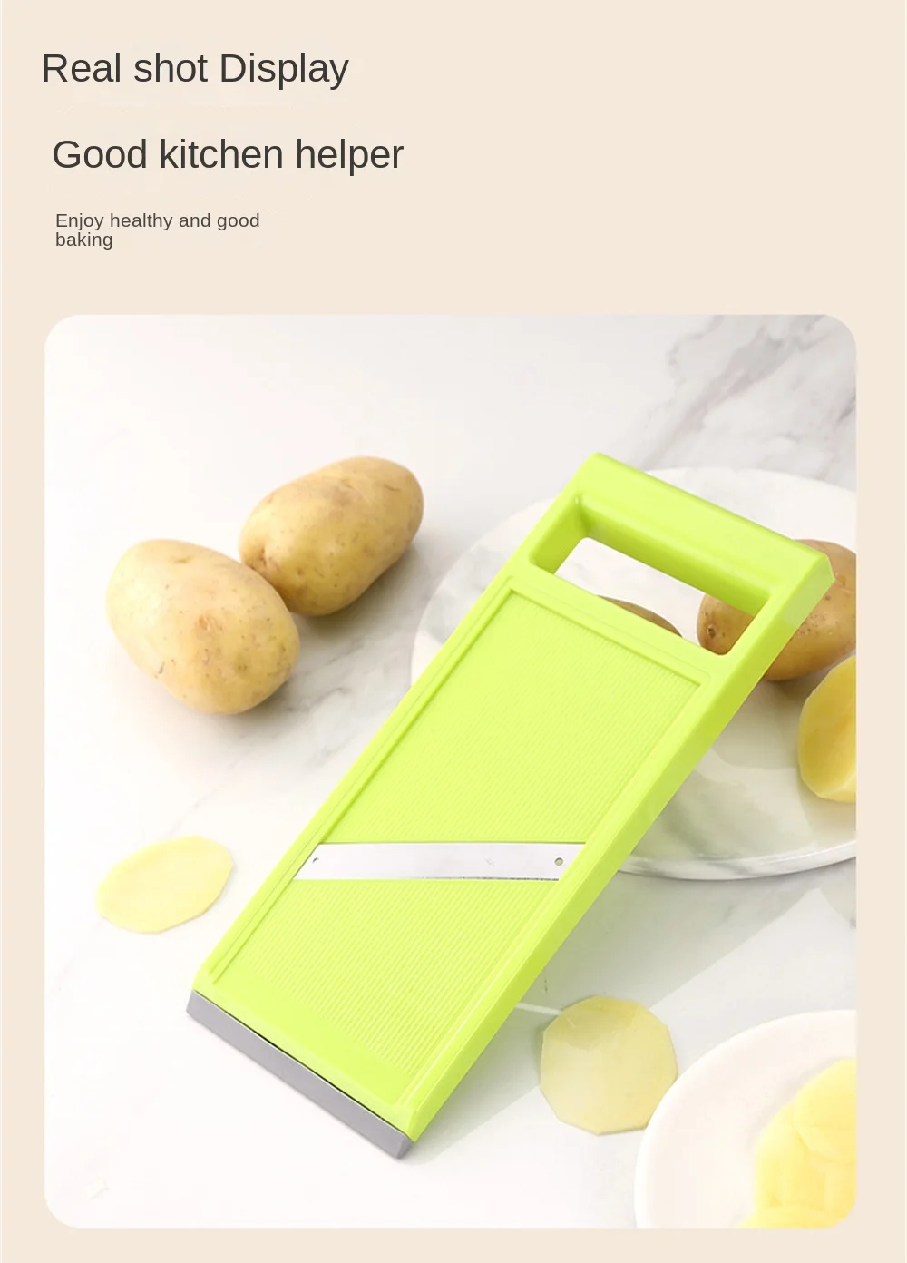 Description Picture 6 of item1/3PCS Multifunctionele Vegetable Cutter With Steel Blade Mandoline Slicer Potato Peeler Carrot Cheese Grater Kitchen