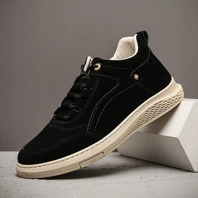 

Мужская кожаная повседневная обувь; Теплые Классические однотонные кроссовки на плоской подошве со шнуровкой; Дышащие Модные Нескользящие мужские ботинки; 44