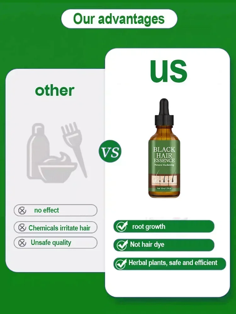 Anti Gray Hair Permanent Serum White hair treatment essence quickly turns white into black hair natural color Products 5