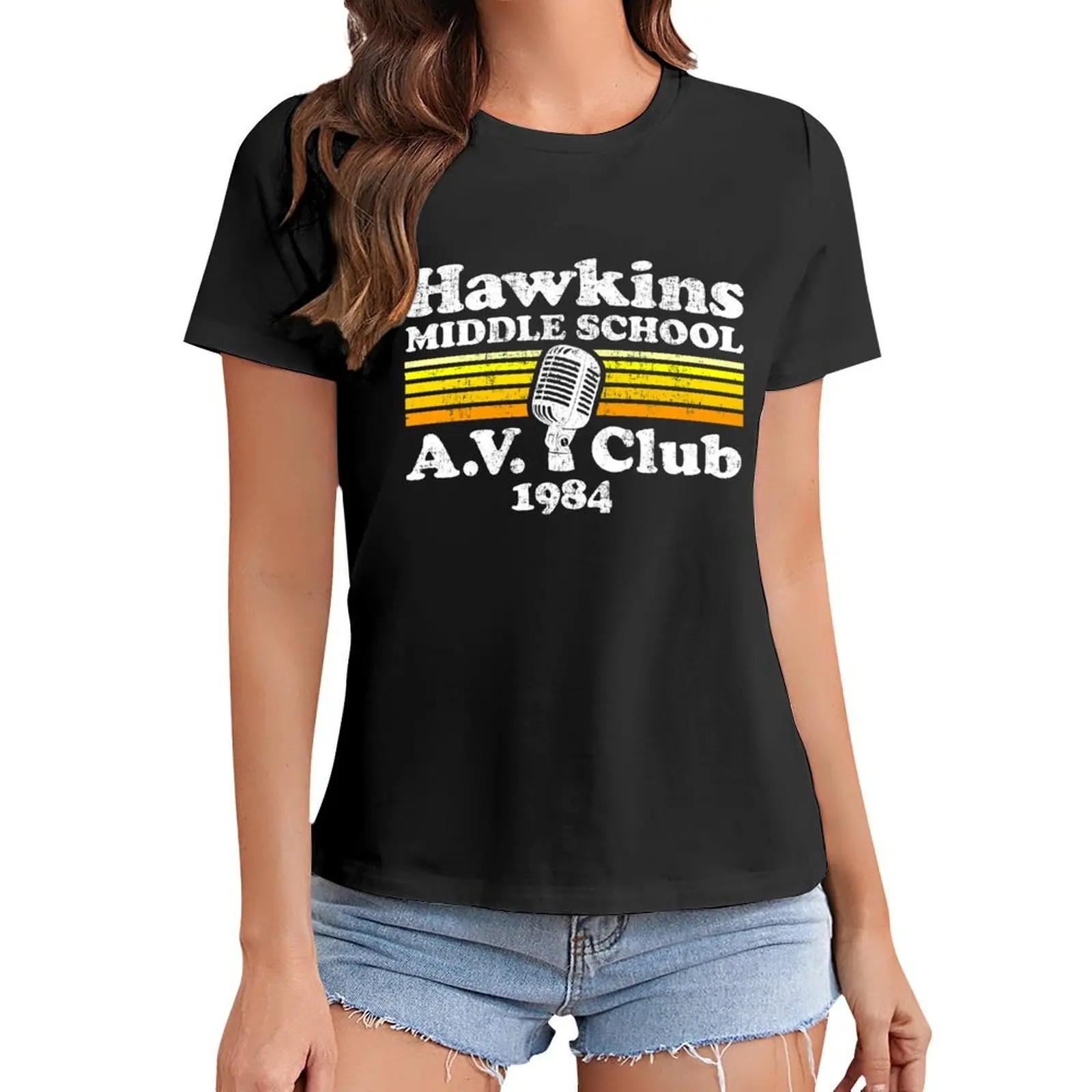 Hawkins Middle School A.V. Club T-Shirt korean fashion tops plus sizes Top Women