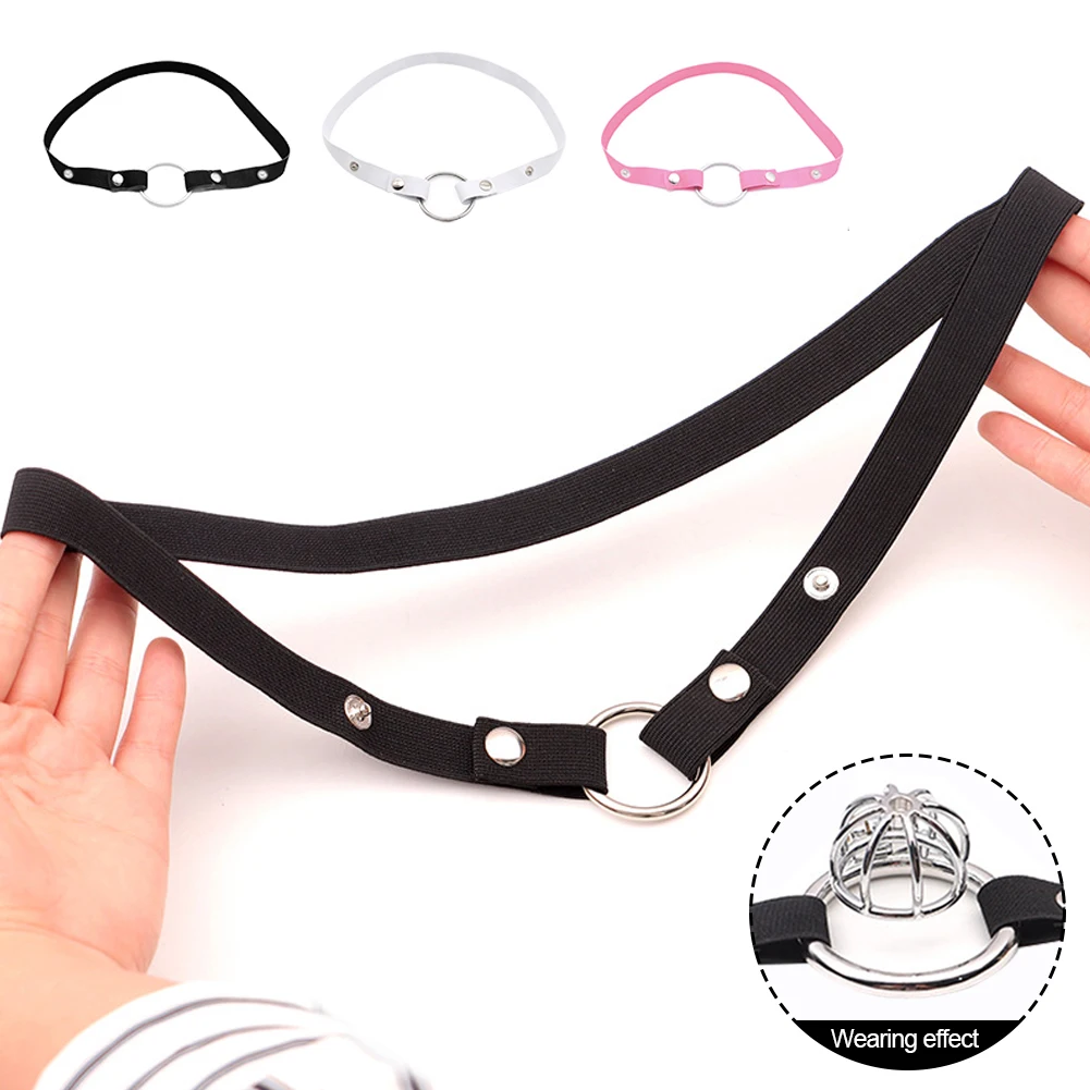 Male Chastity Belt Cage Chastity Lock Anti-shedding Device Fixed Elastic Strap Auxiliary Strap Adjustable Scrotum Ring Sex Toy penis chastity cage chastity lock sex toy chastity cage accessory male female sex toy