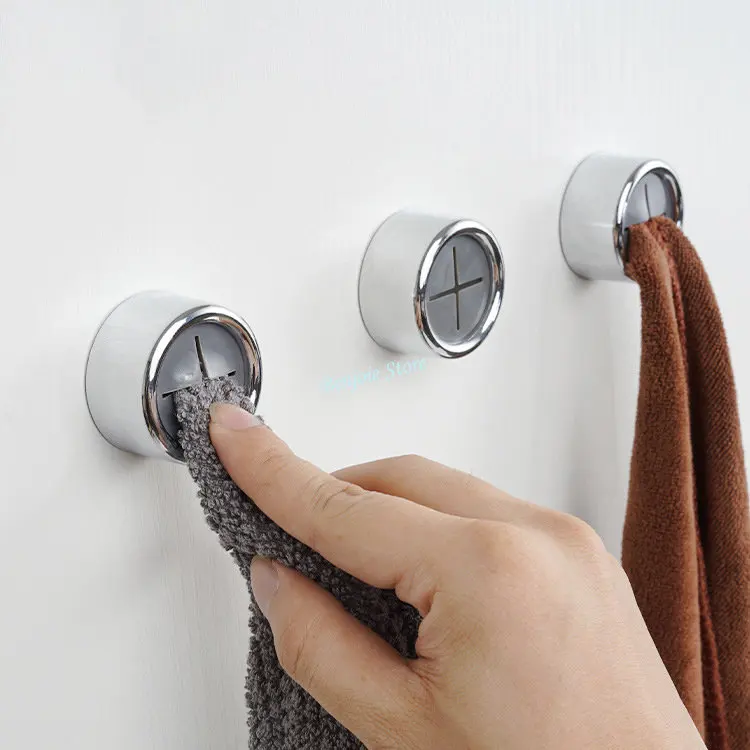 Towel Storage Racks Self Adhesive Towel Holder Hook Round Wall Mount Towel Holder Bathroom Kitchen Dishcloth Organizer Racks