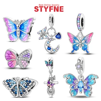 925 Silver Blue Dragonfly Butterfly Charm 1